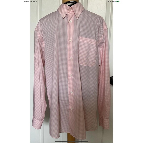 Turtleson Button Down Shirt Mens Large Golf Performance Pink Gingham Plaid - Picture 1 of 7
